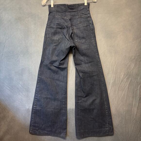 Old Navy Wide Leg Jeans Dark Wash Extra High Rise Stretch 70 Retro Y2K Boho Chic - Picture 2 of 14